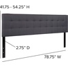 image:imageFlash Furniture Bedford Tufted Upholstered King Size Headboard in Dark Gray Fabric
