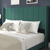 image:imageFlash Furniture Bianca Upholstered Platform Bed  Gray Velvet Upholstery  Full  Wingback Headboard  Slatted Mattress Foundation  No Box Spring NeededEmerald Velvet