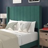image:imageFlash Furniture Bianca Upholstered Platform Bed  Gray Velvet Upholstery  Full  Wingback Headboard  Slatted Mattress Foundation  No Box Spring NeededEmerald Velvet