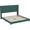 image:imageFlash Furniture Bianca Upholstered Platform Bed  Gray Velvet Upholstery  Full  Wingback Headboard  Slatted Mattress Foundation  No Box Spring NeededEmerald Velvet