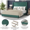 image:imageFlash Furniture Bianca Upholstered Platform Bed  Gray Velvet Upholstery  Full  Wingback Headboard  Slatted Mattress Foundation  No Box Spring NeededEmerald Velvet