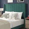 image:imageFlash Furniture Bianca Upholstered Platform Bed  Gray Velvet Upholstery  Full  Wingback Headboard  Slatted Mattress Foundation  No Box Spring NeededEmerald Velvet