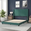 image:imageFlash Furniture Bianca Upholstered Platform Bed  Gray Velvet Upholstery  Full  Wingback Headboard  Slatted Mattress Foundation  No Box Spring NeededEmerald Velvet