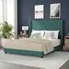 image:imageFlash Furniture Bianca Upholstered Platform Bed  Gray Velvet Upholstery  Full  Wingback Headboard  Slatted Mattress Foundation  No Box Spring NeededEmerald Velvet