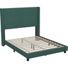 image:imageFlash Furniture Bianca Upholstered Platform Bed  Gray Velvet Upholstery  Full  Wingback Headboard  Slatted Mattress Foundation  No Box Spring NeededEmerald Velvet