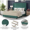 image:imageFlash Furniture Bianca Upholstered Platform Bed  Gray Velvet Upholstery  Full  Wingback Headboard  Slatted Mattress Foundation  No Box Spring NeededEmerald Velvet