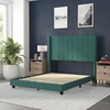 image:imageFlash Furniture Bianca Upholstered Platform Bed  Gray Velvet Upholstery  Full  Wingback Headboard  Slatted Mattress Foundation  No Box Spring NeededEmerald Velvet