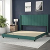 image:imageFlash Furniture Bianca Upholstered Platform Bed  Gray Velvet Upholstery  Full  Wingback Headboard  Slatted Mattress Foundation  No Box Spring NeededEmerald Velvet