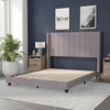 image:imageFlash Furniture Bianca Upholstered Platform Bed  Gray Velvet Upholstery  Full  Wingback Headboard  Slatted Mattress Foundation  No Box Spring NeededGray Velvet