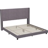 image:imageFlash Furniture Bianca Upholstered Platform Bed  Gray Velvet Upholstery  Full  Wingback Headboard  Slatted Mattress Foundation  No Box Spring NeededGray Velvet