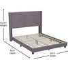 image:imageFlash Furniture Bianca Upholstered Platform Bed  Gray Velvet Upholstery  Full  Wingback Headboard  Slatted Mattress Foundation  No Box Spring NeededGray Velvet