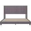 image:imageFlash Furniture Bianca Upholstered Platform Bed  Gray Velvet Upholstery  Full  Wingback Headboard  Slatted Mattress Foundation  No Box Spring NeededGray Velvet