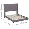 image:imageFlash Furniture Bianca Upholstered Platform Bed  Gray Velvet Upholstery  Full  Wingback Headboard  Slatted Mattress Foundation  No Box Spring NeededGray Velvet