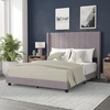 image:imageFlash Furniture Bianca Upholstered Platform Bed  Gray Velvet Upholstery  Full  Wingback Headboard  Slatted Mattress Foundation  No Box Spring NeededGray Velvet