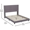 image:imageFlash Furniture Bianca Upholstered Platform Bed  Gray Velvet Upholstery  Full  Wingback Headboard  Slatted Mattress Foundation  No Box Spring NeededGray Velvet