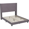 image:imageFlash Furniture Bianca Upholstered Platform Bed  Gray Velvet Upholstery  Full  Wingback Headboard  Slatted Mattress Foundation  No Box Spring NeededGray Velvet