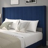 image:imageFlash Furniture Bianca Upholstered Platform Bed  Gray Velvet Upholstery  Full  Wingback Headboard  Slatted Mattress Foundation  No Box Spring NeededNavy Velvet
