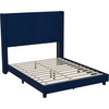 image:imageFlash Furniture Bianca Upholstered Platform Bed  Gray Velvet Upholstery  Full  Wingback Headboard  Slatted Mattress Foundation  No Box Spring NeededNavy Velvet