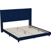 image:imageFlash Furniture Bianca Upholstered Platform Bed  Gray Velvet Upholstery  Full  Wingback Headboard  Slatted Mattress Foundation  No Box Spring NeededNavy Velvet