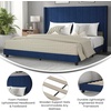 image:imageFlash Furniture Bianca Upholstered Platform Bed  Gray Velvet Upholstery  Full  Wingback Headboard  Slatted Mattress Foundation  No Box Spring NeededNavy Velvet
