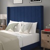 image:imageFlash Furniture Bianca Upholstered Platform Bed  Gray Velvet Upholstery  Full  Wingback Headboard  Slatted Mattress Foundation  No Box Spring NeededNavy Velvet