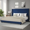 image:imageFlash Furniture Bianca Upholstered Platform Bed  Gray Velvet Upholstery  Full  Wingback Headboard  Slatted Mattress Foundation  No Box Spring NeededNavy Velvet