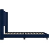 image:imageFlash Furniture Bianca Upholstered Platform Bed  Gray Velvet Upholstery  Full  Wingback Headboard  Slatted Mattress Foundation  No Box Spring NeededNavy Velvet