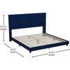 image:imageFlash Furniture Bianca Upholstered Platform Bed  Gray Velvet Upholstery  Full  Wingback Headboard  Slatted Mattress Foundation  No Box Spring NeededNavy Velvet