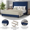 image:imageFlash Furniture Bianca Upholstered Platform Bed  Gray Velvet Upholstery  Full  Wingback Headboard  Slatted Mattress Foundation  No Box Spring NeededNavy Velvet