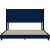 image:imageFlash Furniture Bianca Upholstered Platform Bed  Gray Velvet Upholstery  Full  Wingback Headboard  Slatted Mattress Foundation  No Box Spring NeededNavy Velvet