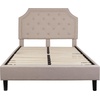 image:imageFlash Furniture Brighton Fabric Arched Tufted Upholstered King Size Platform Bed Modern LowProfile King Bed Frame with Headboard BeigeBeige