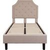 image:imageFlash Furniture Brighton Fabric Arched Tufted Upholstered King Size Platform Bed Modern LowProfile King Bed Frame with Headboard BeigeBeige