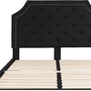 image:imageFlash Furniture Brighton Fabric Arched Tufted Upholstered King Size Platform Bed Modern LowProfile King Bed Frame with Headboard BeigeBlack