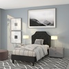 image:imageFlash Furniture Brighton Fabric Arched Tufted Upholstered King Size Platform Bed Modern LowProfile King Bed Frame with Headboard BeigeBlack