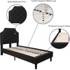 image:imageFlash Furniture Brighton Fabric Arched Tufted Upholstered King Size Platform Bed Modern LowProfile King Bed Frame with Headboard BeigeBlack