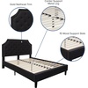 image:imageFlash Furniture Brighton Fabric Arched Tufted Upholstered King Size Platform Bed Modern LowProfile King Bed Frame with Headboard BeigeBlack