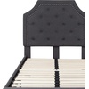image:imageFlash Furniture Brighton Fabric Arched Tufted Upholstered King Size Platform Bed Modern LowProfile King Bed Frame with Headboard BeigeDark Gray