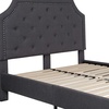 image:imageFlash Furniture Brighton Fabric Arched Tufted Upholstered King Size Platform Bed Modern LowProfile King Bed Frame with Headboard BeigeDark Gray