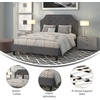 image:imageFlash Furniture Brighton Fabric Arched Tufted Upholstered King Size Platform Bed Modern LowProfile King Bed Frame with Headboard BeigeDark Gray