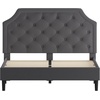 image:imageFlash Furniture Brighton Fabric Arched Tufted Upholstered King Size Platform Bed Modern LowProfile King Bed Frame with Headboard BeigeDark Gray