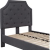 image:imageFlash Furniture Brighton Fabric Arched Tufted Upholstered King Size Platform Bed Modern LowProfile King Bed Frame with Headboard BeigeDark Gray