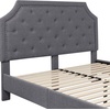 image:imageFlash Furniture Brighton Fabric Arched Tufted Upholstered King Size Platform Bed Modern LowProfile King Bed Frame with Headboard BeigeLight Gray