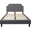 image:imageFlash Furniture Brighton Fabric Arched Tufted Upholstered King Size Platform Bed Modern LowProfile King Bed Frame with Headboard BeigeLight Gray