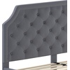 image:imageFlash Furniture Brighton Fabric Arched Tufted Upholstered King Size Platform Bed Modern LowProfile King Bed Frame with Headboard BeigeLight Gray