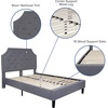 image:imageFlash Furniture Brighton Fabric Arched Tufted Upholstered King Size Platform Bed Modern LowProfile King Bed Frame with Headboard BeigeLight Gray
