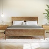 image:imageFlash Furniture Fiona King Wood Platform Bed Frame Solid Wood Construction Headboard Footboard Slatted Bottom Light BrownLight Brown
