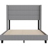 image:imageFlash Furniture Hollis Upholstered Platform Bed  Gray Faux Linen Wingback Headboard  Twin  Mattress Foundation with Slatted Supports  No Box Spring NeededGrey