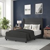 image:imageFlash Furniture Hollis Upholstered Platform Bed  Gray Faux Linen Wingback Headboard  Twin  Mattress Foundation with Slatted Supports  No Box Spring NeededCharcoal