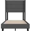 image:imageFlash Furniture Hollis Upholstered Platform Bed  Gray Faux Linen Wingback Headboard  Twin  Mattress Foundation with Slatted Supports  No Box Spring NeededCharcoal