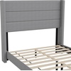 image:imageFlash Furniture Hollis Upholstered Platform Bed  Gray Faux Linen Wingback Headboard  Twin  Mattress Foundation with Slatted Supports  No Box Spring NeededGrey